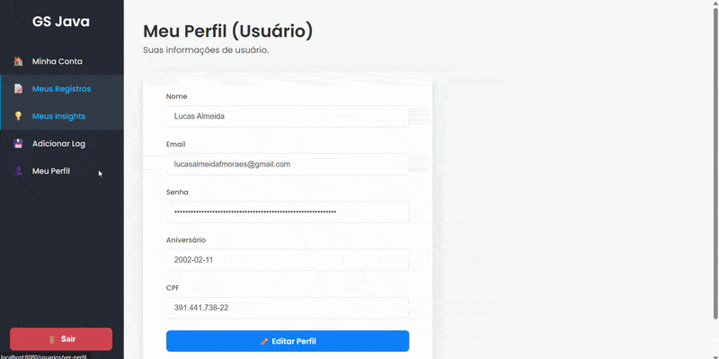 GIF: Edição de Perfil